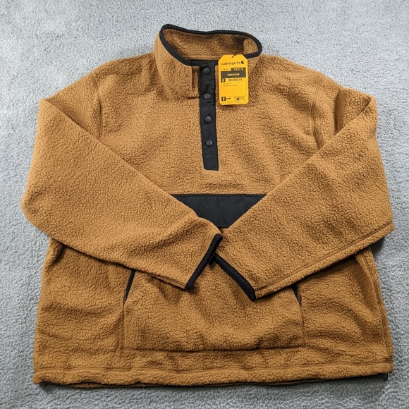 Carhartt Other - Carhartt Fleece Jacket Mens 2XL Brown Relaxed Fit Snap Front